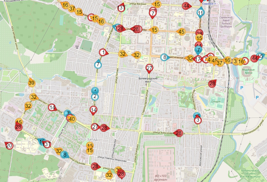 Мониторинг общественного транспорта в Саранске
